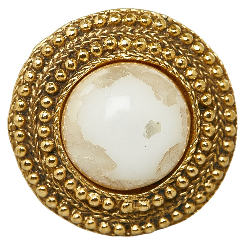 Chanel Faux Pearl Round Clip On Earrings Metal Earrings in Fair condition