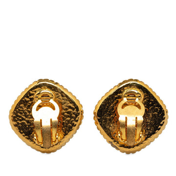Chanel CC Diamond Frame Clip On Earrings Metal Earrings in Good condition