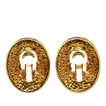 Chanel CC Oval Clip On Earrings Metal Earrings in Good condition