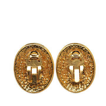Chanel CC Oval Clip On Earrings Metal Earrings in Good condition