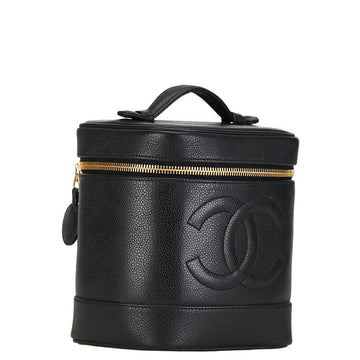 Chanel CC Caviar Vanity Case Leather Handbag in Good condition