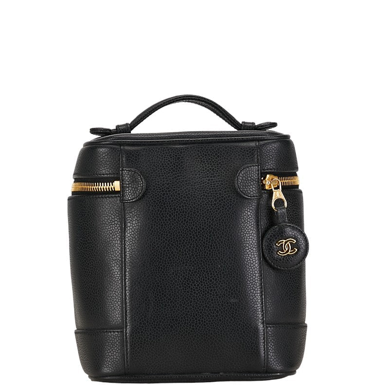 Chanel CC Caviar Vanity Case Leather Handbag in Good condition