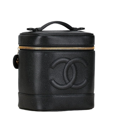 Chanel CC Caviar Vertical Vanity Case Leather Vanity Bag in Good condition