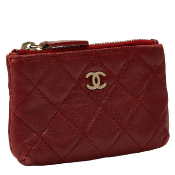 Chanel Quilted Leather Coin Purse Leather Coin Case in Good condition