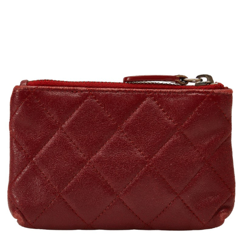 Chanel Quilted Leather Coin Purse Leather Coin Case in Good condition