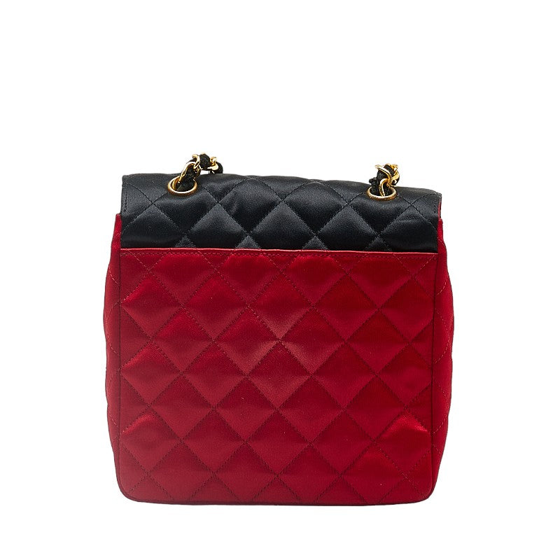 Chanel Quilted Satin Chain Shoulder Bag Canvas Shoulder Bag in Good condition