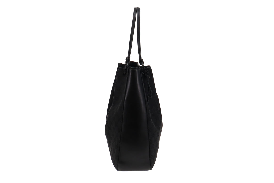 Gucci Vintage Black GG Tote Rouched