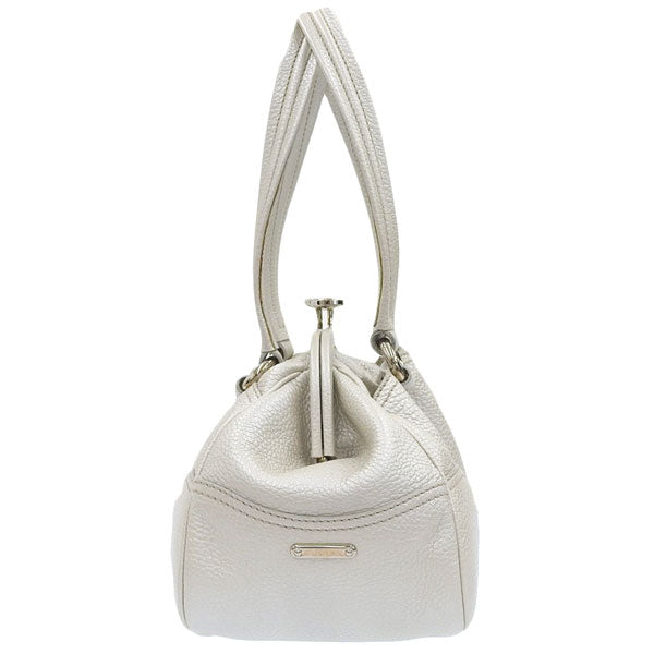 Celine Macadam Plate Metal Clasp Shoulder Bag Pearl White