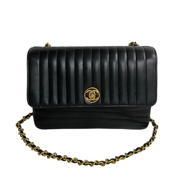 CHANEL Shoulder Bag lambskin black Mademoiselle