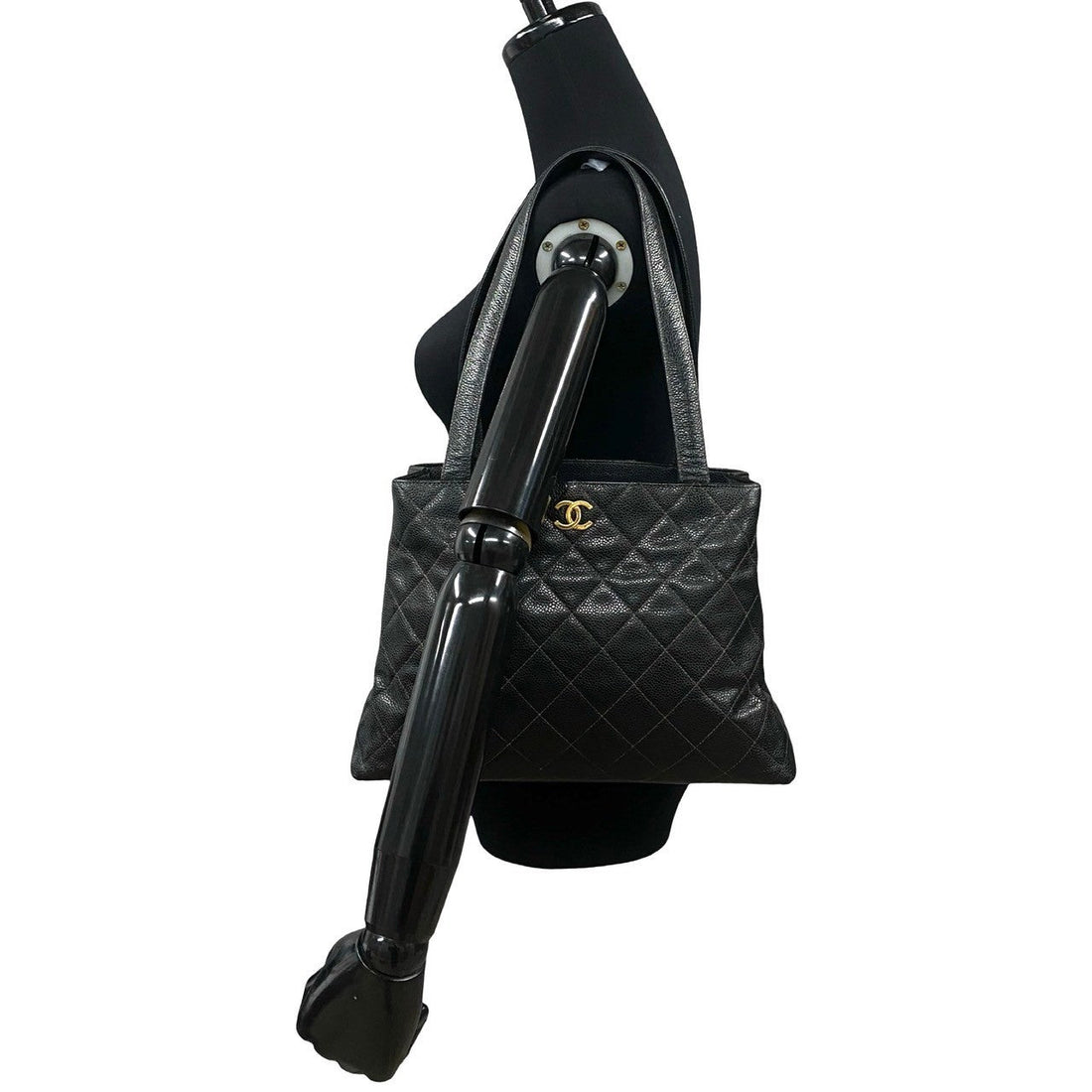 CHANEL Tote Bag Matt caviar skin black Matrasse