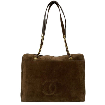 CHANEL Tote Bag Suede Brown