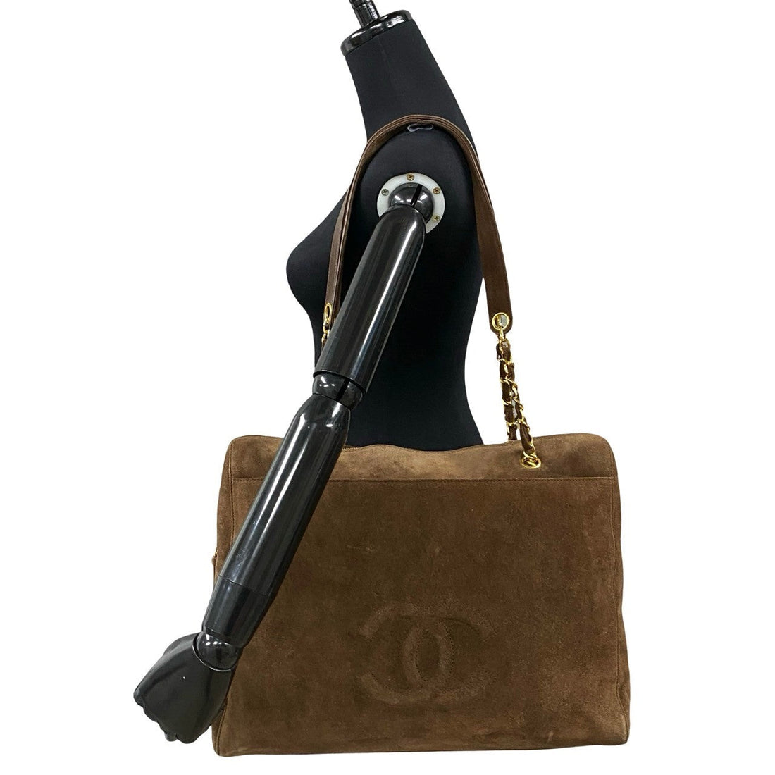 CHANEL Tote Bag Suede Brown