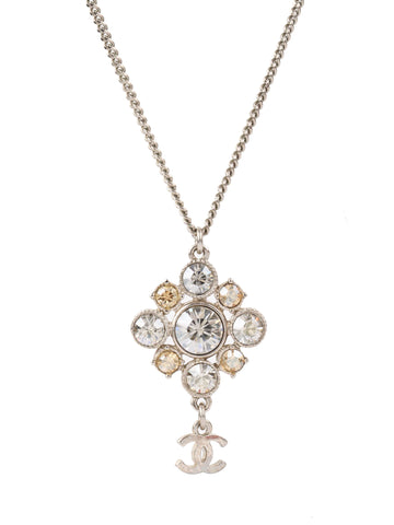 Chanel Silver Crystal Necklace.