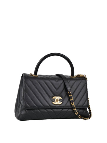 Chanel Medium Dark Grey Coco Handle GHW.