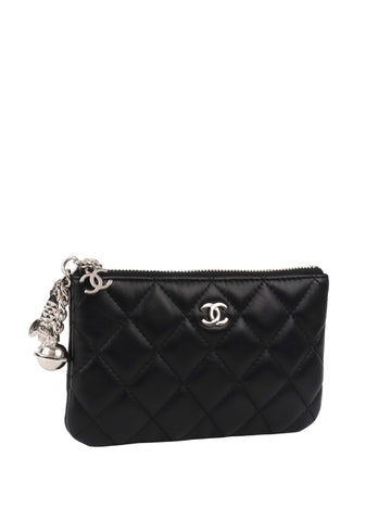 Chanel Black Lambskin Zip Pouch.