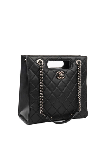 Chanel Black Caviar Quilted Leather Shopping Tote.