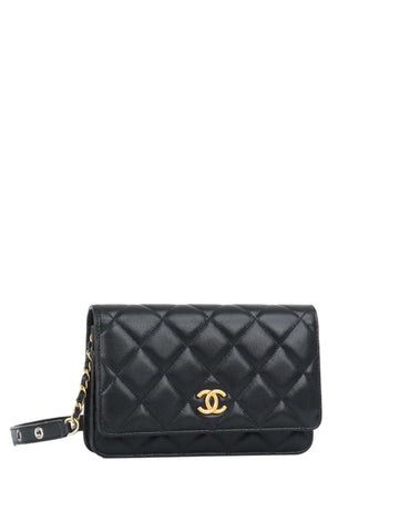 Chanel Black Lambskin Punk Wallet on Chain GHW.