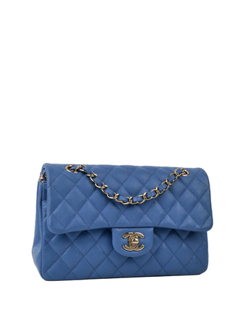 Chanel Blue Small Rectangular Caviar Classic Flap LGHW.