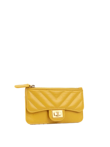 Chanel Yellow Chevron Reissue 2.55 Zip Cardholder.