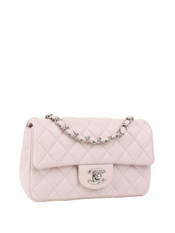 Chanel Light Pink Mini Rectangular Classic Flap SHW.