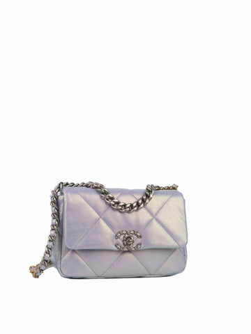 Chanel 22P Iridescent Light Purple Calfskin Quilted Small 19 Bag.