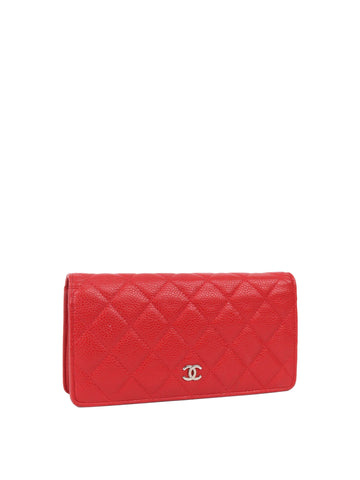 Chanel Red Caviar Long Wallet.