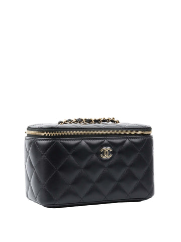 Chanel Black Lambskin Vanity Bag.