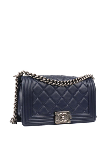 Chanel Medium Navy Boy Bag.