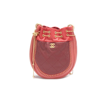 Chanel CC Quilted Drawstring Bucket Bag Leather Crossbody Bag in Good condition