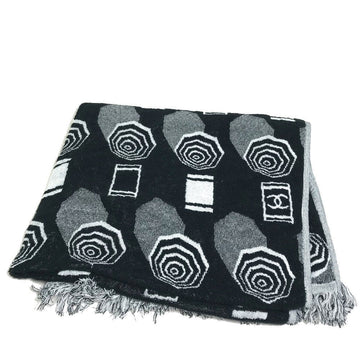 CHANEL towel Knapsack 3-piece set Drawstring bag COCO Mark bath towel pouch pile black Women Used