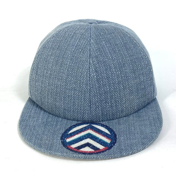 CHANEL cap cotton blue Airline 16Stainless Steel denim beads Women Used