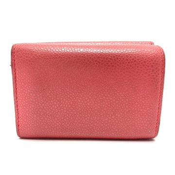 CHANEL Trifold wallet A70796 Caviar skin salmon pink CC COCO Mark W Hook Wallet Small Flap Wallet Women Used