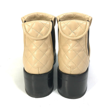 CHANEL boots G45144 lambskin beige 23B Bicolor Shoes Turnlock Matelasse Quilted Side Gore Women 38 Used