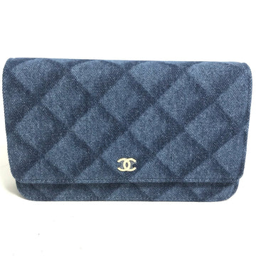 CHANEL Shoulder Bag AP0250 denim blue Long Wallet Purse Chain Bag Matrasse