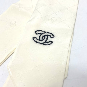 CHANEL scarf silk white COCO Mark Matrasse
