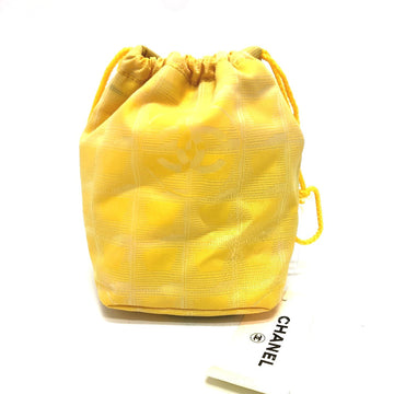 CHANEL Pouch ?14355 canvas yellow New Travel Line Drawstring Makeup Case