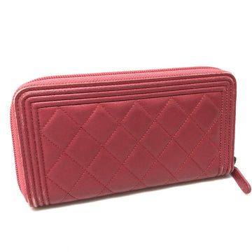 CHANEL Long Wallet Purse A68733 lambskin Rose Boy chanel Women Used