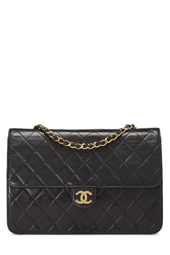 Chanel,  Black Quilted Lambskin Ex Flap Medium, Black