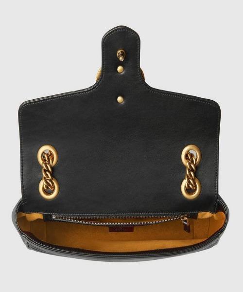 Gucci GG Small Marmont Leather Shoulder Bag Black