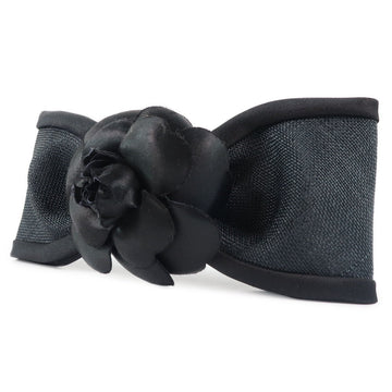 CHANEL Valletta Satin black Camelia Ribbon motif Women Used