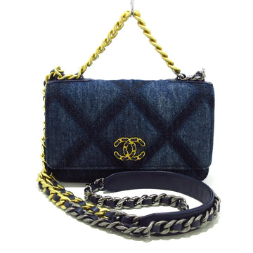 Chanel 19 Blue Navy Denim wallet on chain