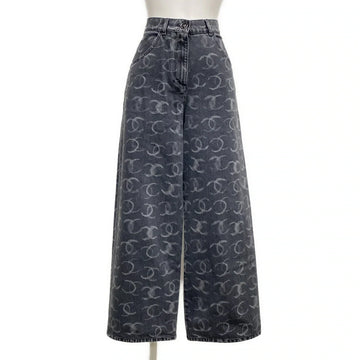 Chanel Dark Grey CC wide leg  jeans