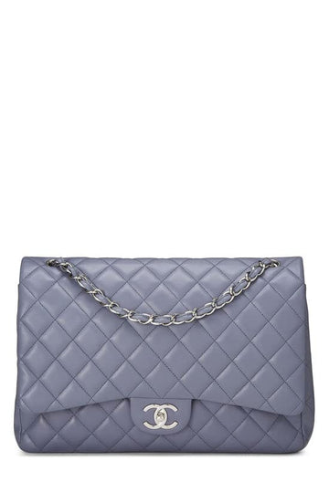 CHANEL,  Purple Quilted Lambskin New Classic Double Flap Maxi, Purple
