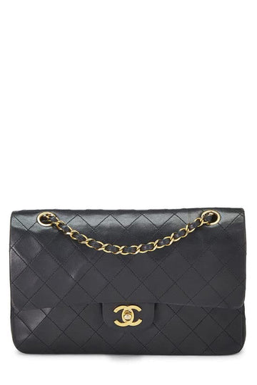 CHANEL,  Black Quilted Lambskin Classic Double Flap Medium, Black