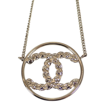 Chanel CC Rhinestone Circle Pendant Necklace Metal Necklace in Excellent condition