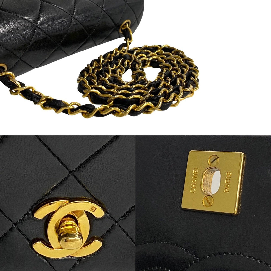 Chanel Mini CC Quilted Leather Full Flap Bag Leather Crossbody Bag in Good condition