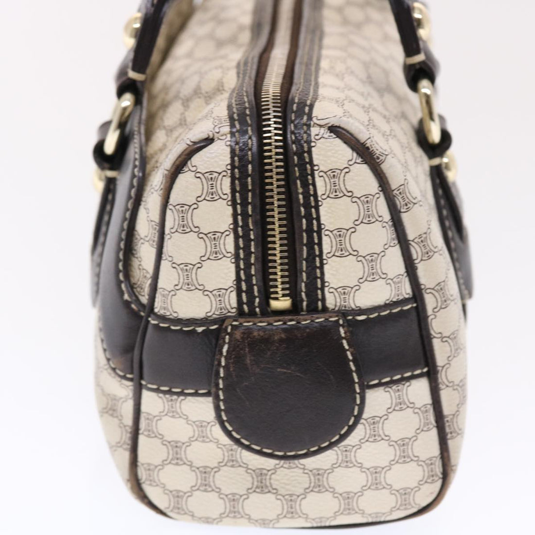 Celine Macadam Canvas Shoulder Bag PVC Leather Cream  49470