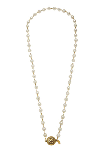 Chanel,  Gold & Faux Pearl 'CC' Sunburst Necklace, Gold