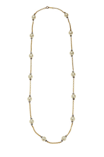 Chanel,  Faux Pearl & Crystal Necklace, Gold
