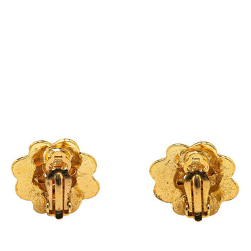 Chanel CC Flower Clip On Earrings Metal Earrings in Good condition